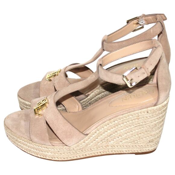 Ralph Lauren Hale Wedge Sandals Khaki Size 8.5 NWT - Picture 10 of 14